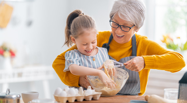 Making cookie dough with grandma is a fun and tasty family activity.