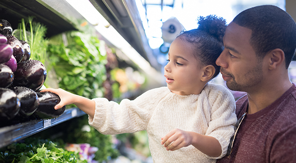 Shop for healthy foods with your child.