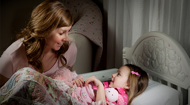 Encourage your child to sleep with a favorite dog or blanket to help address nightmares.
